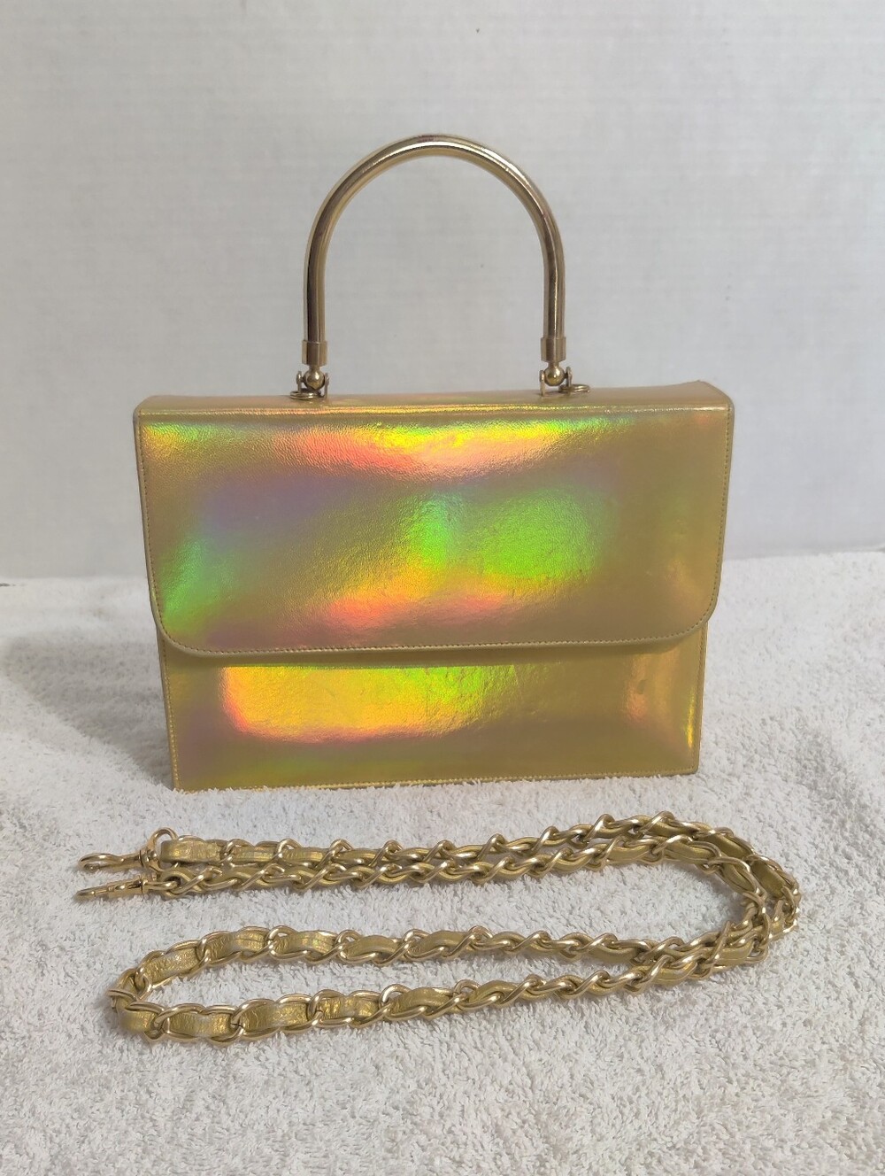 Estilos Gold Iridescent Top-Handle Shoulder Bag - Picture 6 of 8